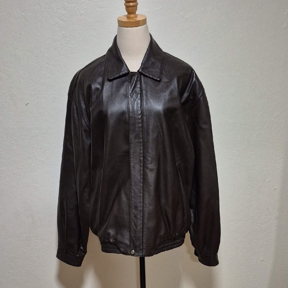 Robert Comstock Brown Endurance Leather Jacket Lined 2 Frt Pockets Sz 42